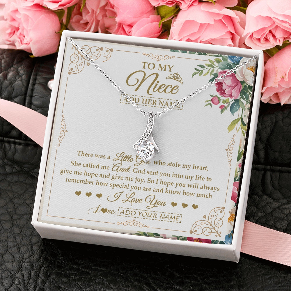 Alluring Beauty Necklace 14K White Gold Finish | 2 | Personalized To My Niece Gifts Necklace From Aunt Filled With My Love Niece Birthday Gifts Graduation Wedding Valentines Christmas Gift Box Message Card | https://siriusteestore.