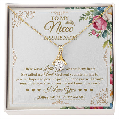 Alluring Beauty Necklace 18K Yellow Gold Finish | 1 | Personalized To My Niece Gifts Necklace From Aunt Filled With My Love Niece Birthday Gifts Graduation Wedding Valentines Christmas Gift Box Message Card | https://siriusteestore.