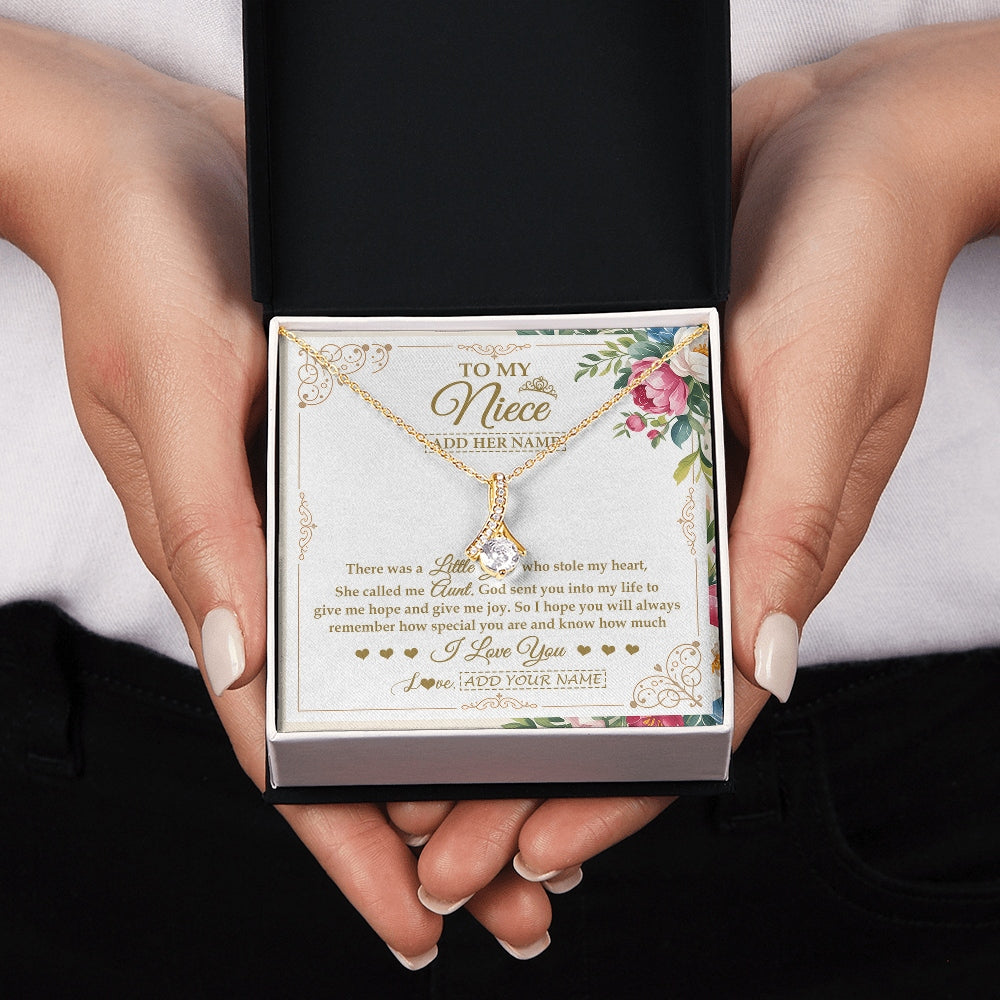 Alluring Beauty Necklace 18K Yellow Gold Finish | 2 | Personalized To My Niece Gifts Necklace From Aunt Filled With My Love Niece Birthday Gifts Graduation Wedding Valentines Christmas Gift Box Message Card | https://siriusteestore.