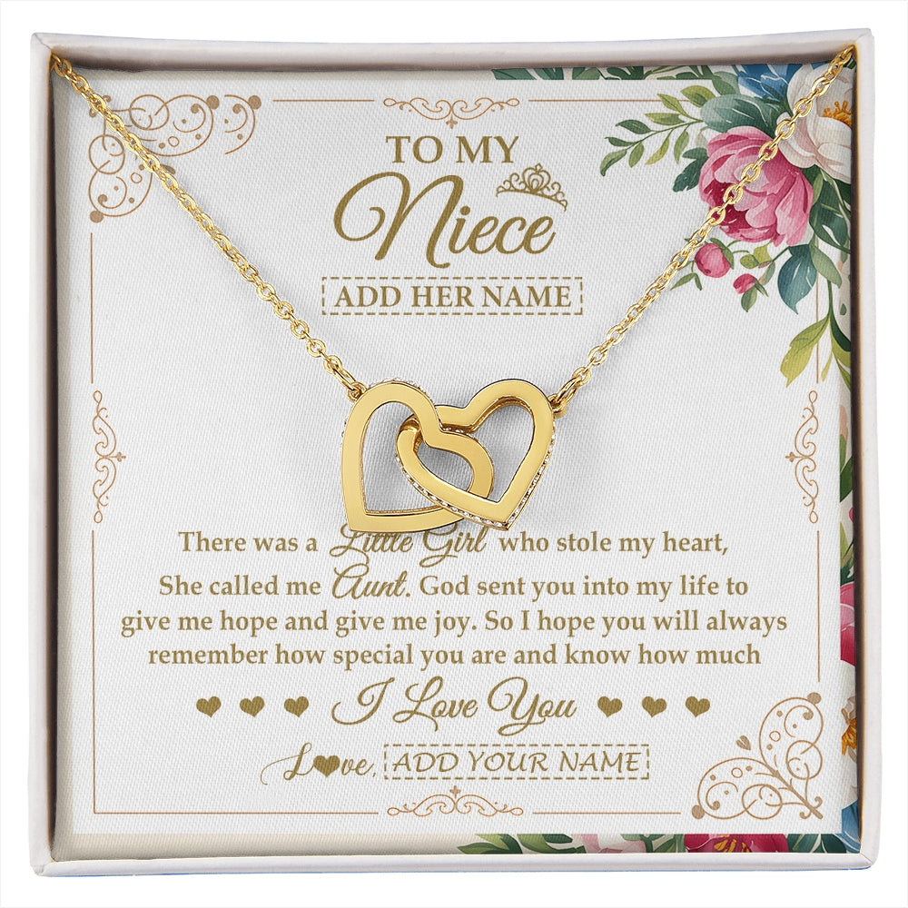 Interlocking Hearts Necklace 18K Yellow Gold Finish | 1 | Personalized To My Niece Gifts Necklace From Aunt Filled With My Love Niece Birthday Gifts Graduation Wedding Valentines Christmas Gift Box Message Card | https://siriusteestore.