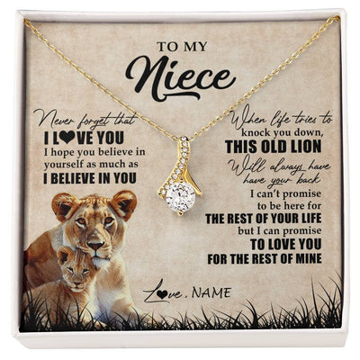 Alluring Beauty Necklace 18K Yellow Gold Finish | Personalized To My Niece Gifts Necklace From Aunt Old Lion Niece Jewelry Birthday Gifts Graduation Christmas Customized Gift Box Message Card | siriusteestore
