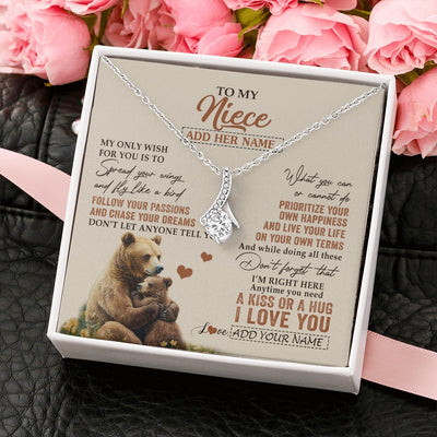 Alluring Beauty Necklace 14K White Gold Finish | 2 | Personalized To My Niece Gifts Necklace From Aunt Uncle Bear My Only Wish For You Niece Birthday Gifts Graduation Christmas Customized Gift Box Message Card | siriusteestore.myshopify