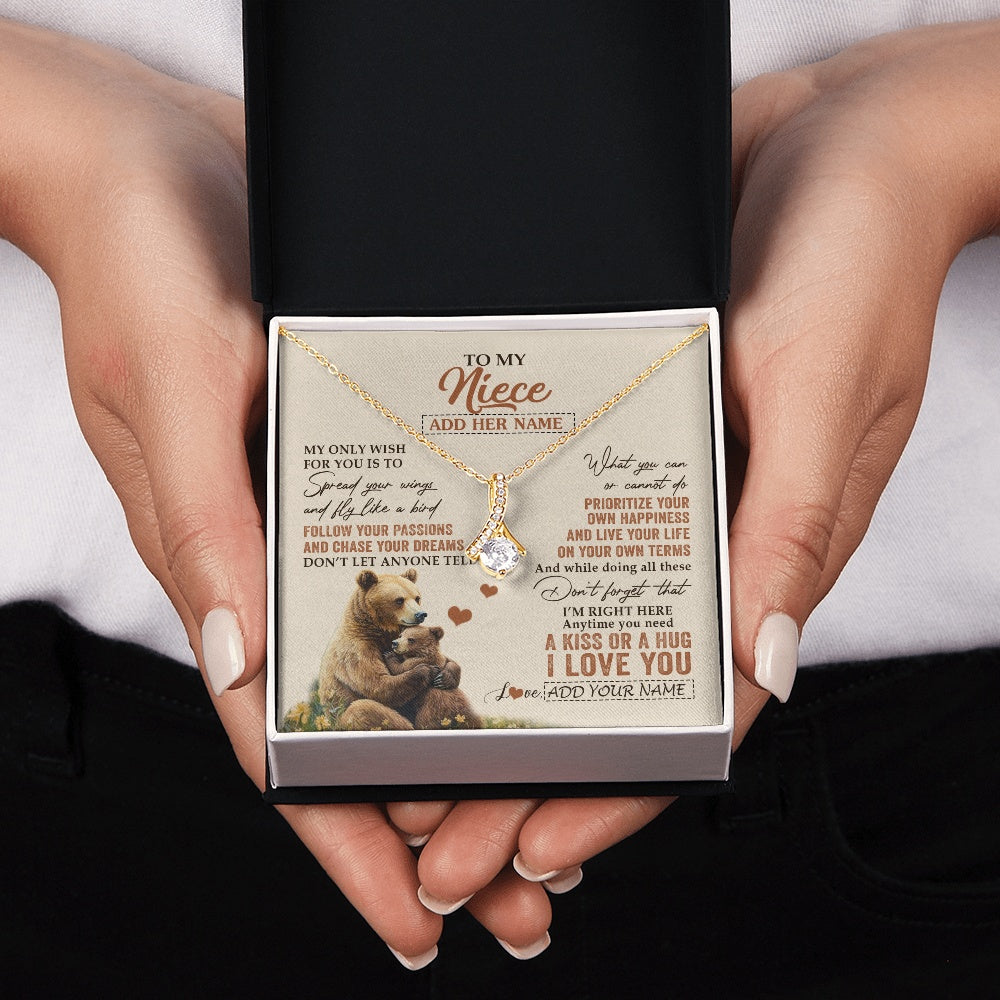 Alluring Beauty Necklace 18K Yellow Gold Finish | 2 | Personalized To My Niece Gifts Necklace From Aunt Uncle Bear My Only Wish For You Niece Birthday Gifts Graduation Christmas Customized Gift Box Message Card | siriusteestore.myshopify