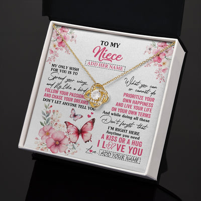 Love Knot Necklace 18K Yellow Gold Finish | 2 | Personalized To My Niece Gifts Necklace From Aunt Uncle Butterfly My Only Wish For You Niece Birthday Gifts Christmas Customized Gift Box Message Card | siriusteestore.myshopify