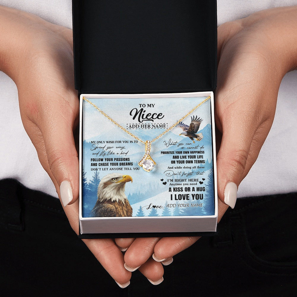 Alluring Beauty Necklace 18K Yellow Gold Finish | 2 | Personalized To My Niece Gifts Necklace From Aunt Uncle Eagle My Only Wish For You Niece Birthday Gifts Graduation Christmas Customized Gift Box Message Card | siriusteestore.myshopify