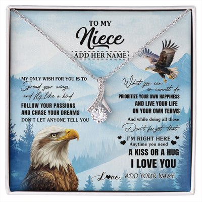 Alluring Beauty Necklace 14K White Gold Finish | 1 | Personalized To My Niece Gifts Necklace From Aunt Uncle Eagle My Only Wish For You Niece Birthday Gifts Graduation Christmas Customized Gift Box Message Card | siriusteestore.myshopify