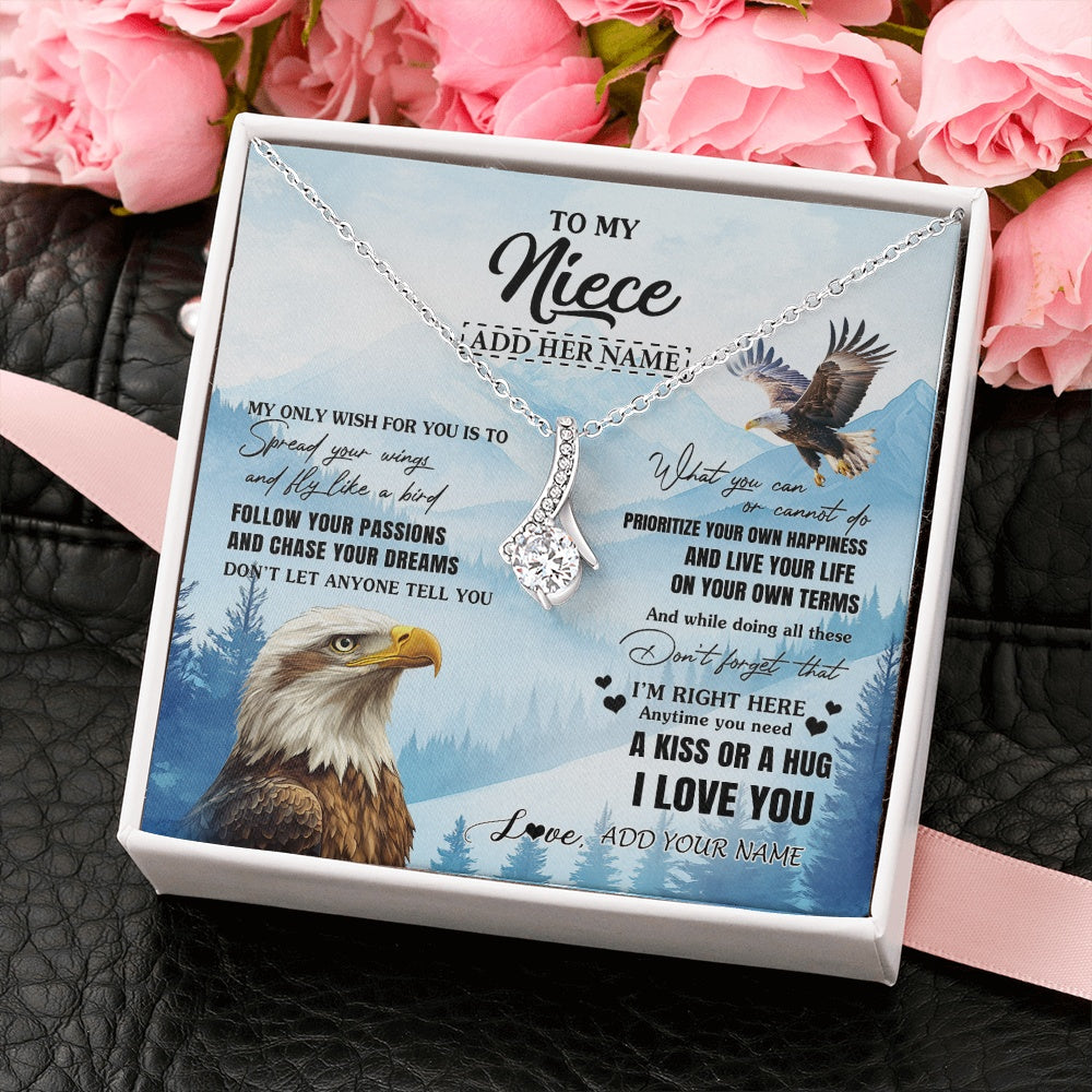 Alluring Beauty Necklace 14K White Gold Finish | 2 | Personalized To My Niece Gifts Necklace From Aunt Uncle Eagle My Only Wish For You Niece Birthday Gifts Graduation Christmas Customized Gift Box Message Card | siriusteestore.myshopify