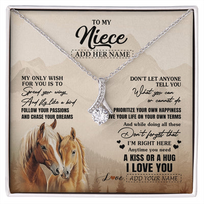Alluring Beauty Necklace 14K White Gold Finish | 1 | Personalized To My Niece Gifts Necklace From Aunt Uncle Horse My Only Wish For You Niece Birthday Gifts Graduation Christmas Customized Gift Box Message Card | https://siriusteestore.