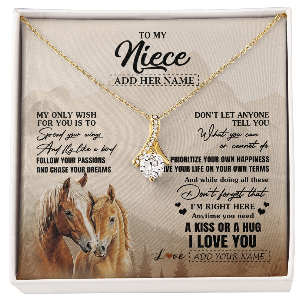 Alluring Beauty Necklace 18K Yellow Gold Finish | 1 | Personalized To My Niece Gifts Necklace From Aunt Uncle Horse My Only Wish For You Niece Birthday Gifts Graduation Christmas Customized Gift Box Message Card | https://siriusteestore.