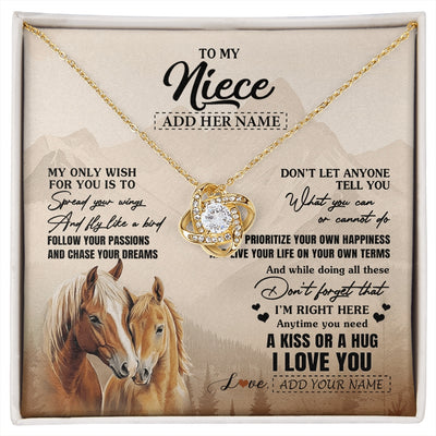 Love Knot Necklace 18K Yellow Gold Finish | 1 | Personalized To My Niece Gifts Necklace From Aunt Uncle Horse My Only Wish For You Niece Birthday Gifts Graduation Christmas Customized Gift Box Message Card | https://siriusteestore.