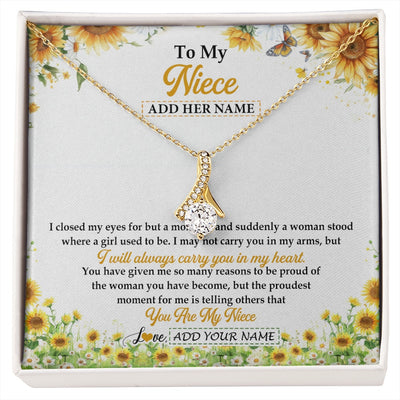 Alluring Beauty Necklace 18K Yellow Gold Finish | 1 | Personalized To My Niece Gifts Necklace From Aunt Uncle I Closed My Eyes Sunflower Best Niece Birthday Gifts Graduation Christmas Custom Gift Box Message Card | siriusteestore.myshopify