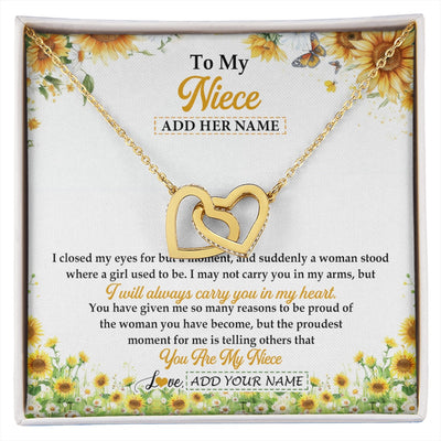 Interlocking Hearts Necklace 18K Yellow Gold Finish | 1 | Personalized To My Niece Gifts Necklace From Aunt Uncle I Closed My Eyes Sunflower Best Niece Birthday Gifts Graduation Christmas Custom Gift Box Message Card | siriusteestore.myshopify