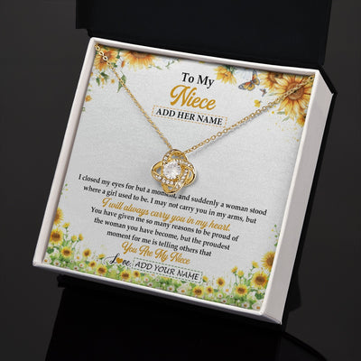 Love Knot Necklace 18K Yellow Gold Finish | 2 | Personalized To My Niece Gifts Necklace From Aunt Uncle I Closed My Eyes Sunflower Best Niece Birthday Gifts Graduation Christmas Custom Gift Box Message Card | siriusteestore.myshopify