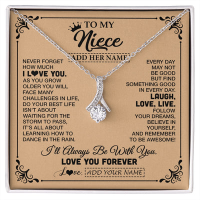 Alluring Beauty Necklace 14K White Gold Finish | 1 | Personalized To My Niece Gifts Necklace From Aunt Uncle Never Forget How Much I Love You Niece Birthday Gifts Christmas Customized Gift Box Message Card | https://siriusteestore.