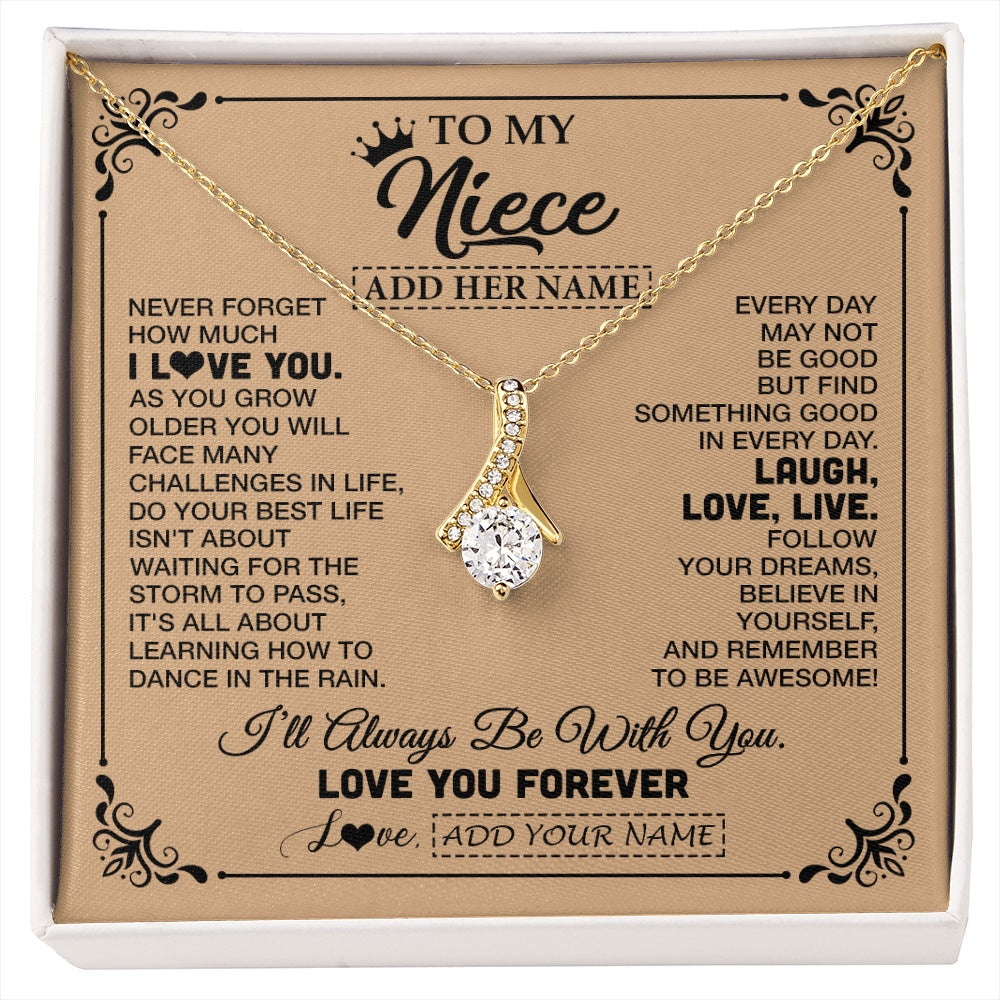 Alluring Beauty Necklace 18K Yellow Gold Finish | 1 | Personalized To My Niece Gifts Necklace From Aunt Uncle Never Forget How Much I Love You Niece Birthday Gifts Christmas Customized Gift Box Message Card | https://siriusteestore.