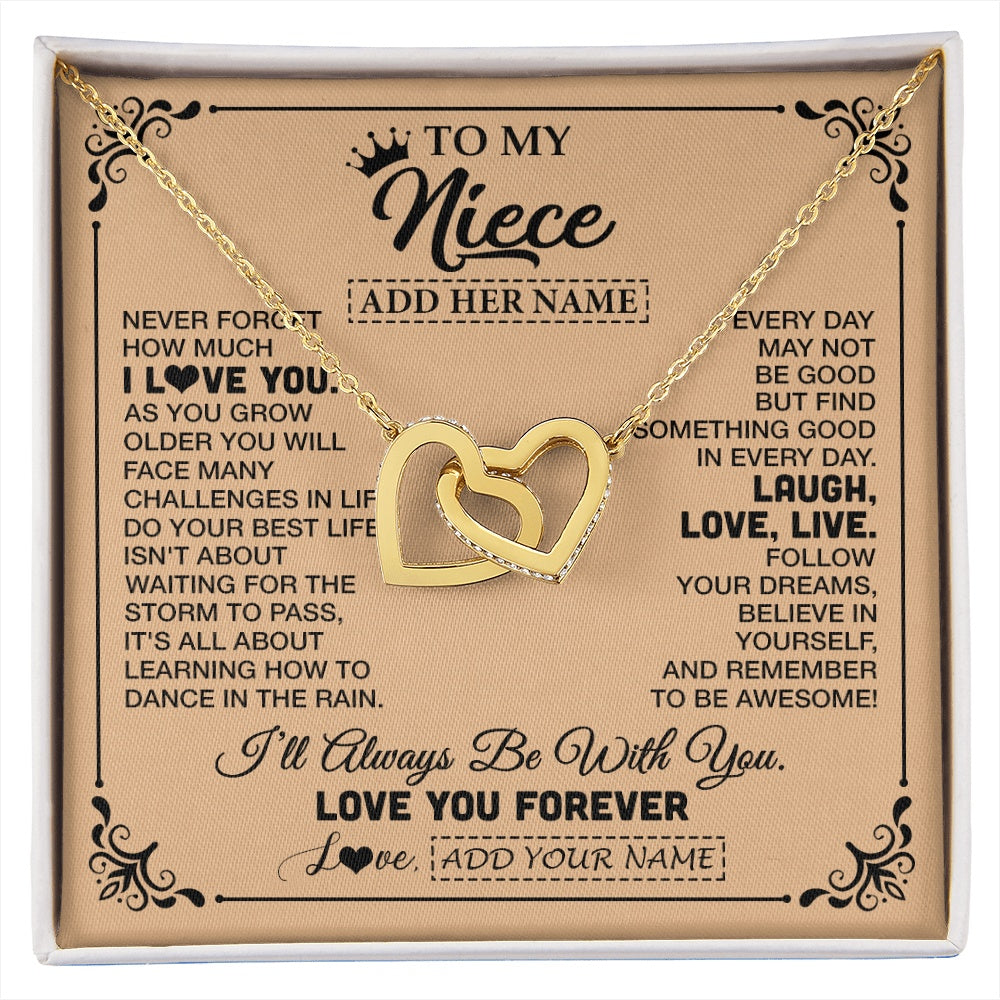 Interlocking Hearts Necklace 18K Yellow Gold Finish | 1 | Personalized To My Niece Gifts Necklace From Aunt Uncle Never Forget How Much I Love You Niece Birthday Gifts Christmas Customized Gift Box Message Card | https://siriusteestore.