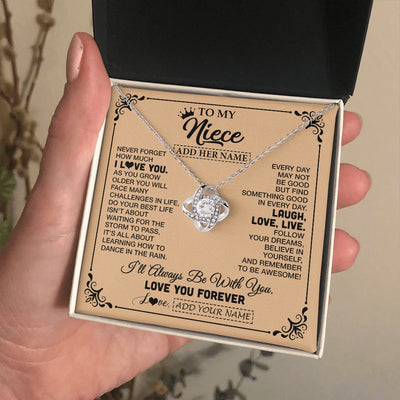 Love Knot Necklace 14K White Gold Finish | 2 | Personalized To My Niece Gifts Necklace From Aunt Uncle Never Forget How Much I Love You Niece Birthday Gifts Christmas Customized Gift Box Message Card | https://siriusteestore.