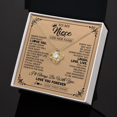Love Knot Necklace 18K Yellow Gold Finish | 2 | Personalized To My Niece Gifts Necklace From Aunt Uncle Never Forget How Much I Love You Niece Birthday Gifts Christmas Customized Gift Box Message Card | https://siriusteestore.