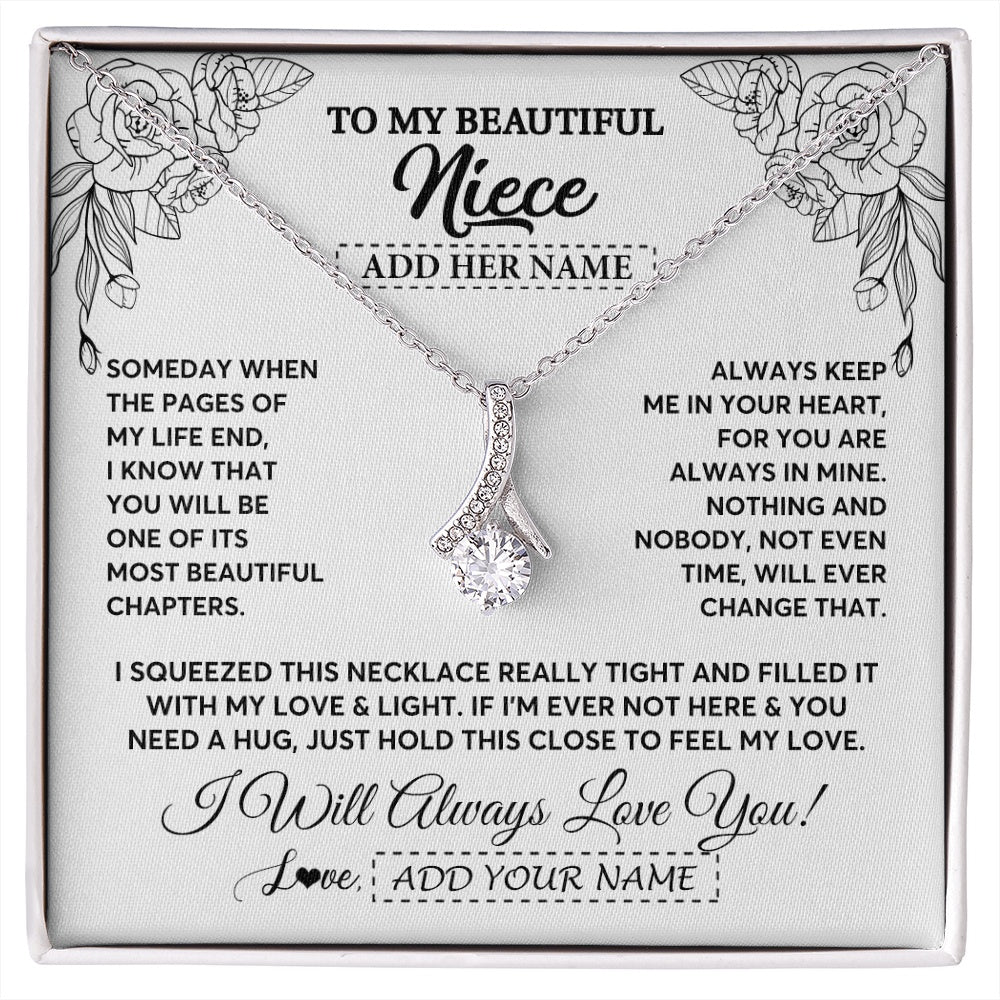 Alluring Beauty Necklace 14K White Gold Finish | 1 | Personalized To My Niece Gifts Necklace From Aunt Uncle Someday When The Pages Birthday Gifts Niece Christmas Graduation Custom Jewelry Gift Box Message Card | https://siriusteestore.