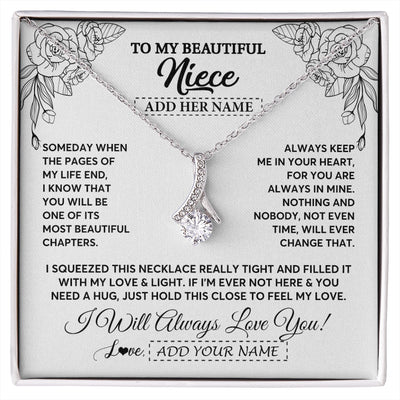 Alluring Beauty Necklace 14K White Gold Finish | 1 | Personalized To My Niece Gifts Necklace From Aunt Uncle Someday When The Pages Birthday Gifts Niece Christmas Graduation Custom Jewelry Gift Box Message Card | https://siriusteestore.