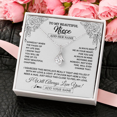 Alluring Beauty Necklace 14K White Gold Finish | 2 | Personalized To My Niece Gifts Necklace From Aunt Uncle Someday When The Pages Birthday Gifts Niece Christmas Graduation Custom Jewelry Gift Box Message Card | https://siriusteestore.