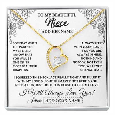 Forever Love Necklace 18K Yellow Gold Finish | 1 | Personalized To My Niece Gifts Necklace From Aunt Uncle Someday When The Pages Birthday Gifts Niece Christmas Graduation Custom Jewelry Gift Box Message Card | https://siriusteestore.