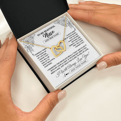 Interlocking Hearts Necklace 18K Yellow Gold Finish | 2 | Personalized To My Niece Gifts Necklace From Aunt Uncle Someday When The Pages Birthday Gifts Niece Christmas Graduation Custom Jewelry Gift Box Message Card | https://siriusteestore.