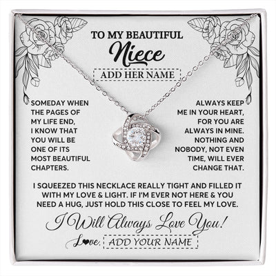 Love Knot Necklace 14K White Gold Finish | 1 | Personalized To My Niece Gifts Necklace From Aunt Uncle Someday When The Pages Birthday Gifts Niece Christmas Graduation Custom Jewelry Gift Box Message Card | https://siriusteestore.