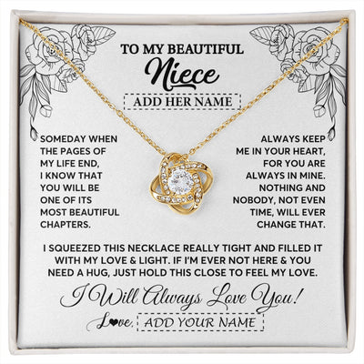 Love Knot Necklace 18K Yellow Gold Finish | 1 | Personalized To My Niece Gifts Necklace From Aunt Uncle Someday When The Pages Birthday Gifts Niece Christmas Graduation Custom Jewelry Gift Box Message Card | https://siriusteestore.