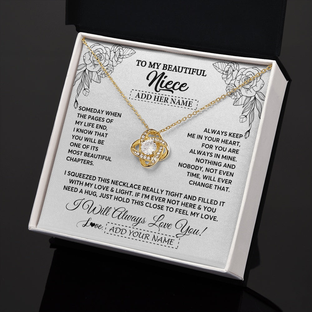 Love Knot Necklace 18K Yellow Gold Finish | 2 | Personalized To My Niece Gifts Necklace From Aunt Uncle Someday When The Pages Birthday Gifts Niece Christmas Graduation Custom Jewelry Gift Box Message Card | https://siriusteestore.