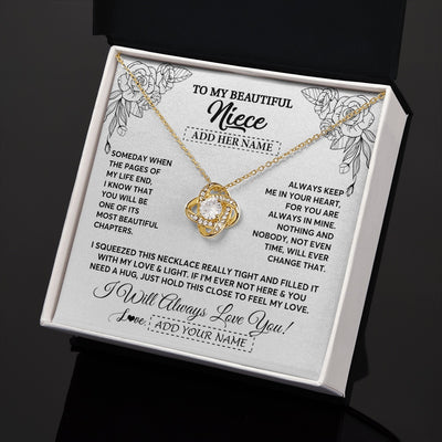 Love Knot Necklace 18K Yellow Gold Finish | 2 | Personalized To My Niece Gifts Necklace From Aunt Uncle Someday When The Pages Birthday Gifts Niece Christmas Graduation Custom Jewelry Gift Box Message Card | https://siriusteestore.