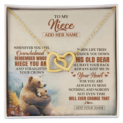Interlocking Hearts Necklace 18K Yellow Gold Finish | 1 | Personalized To My Niece Gifts Necklace From Aunt Uncle Whenever Bear Unique Birthday Gifts For Niece Graduation Christmas Customized Gift Box Message Card | siriusteestore.myshopify