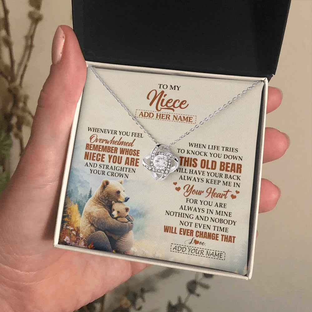 Love Knot Necklace 14K White Gold Finish | 2 | Personalized To My Niece Gifts Necklace From Aunt Uncle Whenever Bear Unique Birthday Gifts For Niece Graduation Christmas Customized Gift Box Message Card | siriusteestore.myshopify