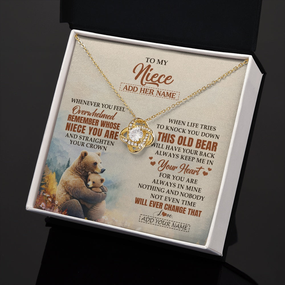 Love Knot Necklace 18K Yellow Gold Finish | 2 | Personalized To My Niece Gifts Necklace From Aunt Uncle Whenever Bear Unique Birthday Gifts For Niece Graduation Christmas Customized Gift Box Message Card | siriusteestore.myshopify