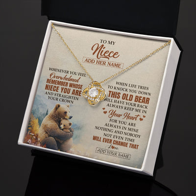 Love Knot Necklace 18K Yellow Gold Finish | 2 | Personalized To My Niece Gifts Necklace From Aunt Uncle Whenever Bear Unique Birthday Gifts For Niece Graduation Christmas Customized Gift Box Message Card | siriusteestore.myshopify