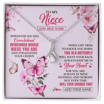 Alluring Beauty Necklace 14K White Gold Finish | 1 | Personalized To My Niece Gifts Necklace From Aunt Uncle Whenever Butterfly Unique Birthday Gifts For Niece Graduation Christmas Custom Gift Box Message Card | siriusteestore.myshopify