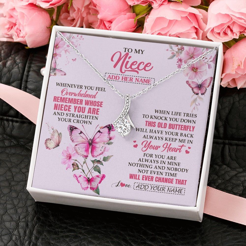 Alluring Beauty Necklace 14K White Gold Finish | 2 | Personalized To My Niece Gifts Necklace From Aunt Uncle Whenever Butterfly Unique Birthday Gifts For Niece Graduation Christmas Custom Gift Box Message Card | siriusteestore.myshopify