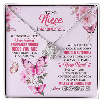 Love Knot Necklace 14K White Gold Finish | 1 | Personalized To My Niece Gifts Necklace From Aunt Uncle Whenever Butterfly Unique Birthday Gifts For Niece Graduation Christmas Custom Gift Box Message Card | siriusteestore.myshopify