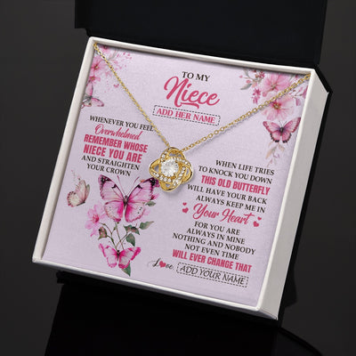 Love Knot Necklace 18K Yellow Gold Finish | 2 | Personalized To My Niece Gifts Necklace From Aunt Uncle Whenever Butterfly Unique Birthday Gifts For Niece Graduation Christmas Custom Gift Box Message Card | siriusteestore.myshopify
