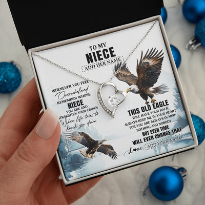 Forever Love Necklace 14K White Gold Finish | 2 | Personalized To My Niece Gifts Necklace From Aunt Uncle Whenever Eagle Unique Birthday Gifts For Niece Christmas Jewelry Custom Keepsake Gift Box Message Card | https://siriusteestore.
