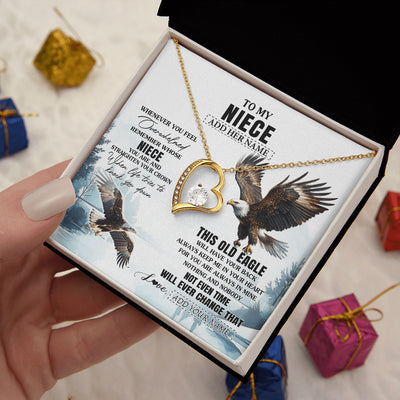 Forever Love Necklace 18K Yellow Gold Finish | 2 | Personalized To My Niece Gifts Necklace From Aunt Uncle Whenever Eagle Unique Birthday Gifts For Niece Christmas Jewelry Custom Keepsake Gift Box Message Card | https://siriusteestore.