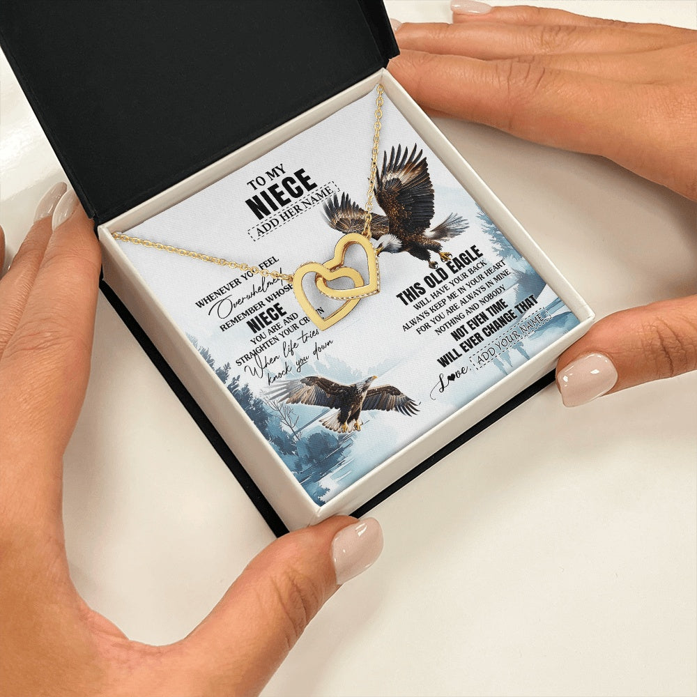 Interlocking Hearts Necklace 18K Yellow Gold Finish | 2 | Personalized To My Niece Gifts Necklace From Aunt Uncle Whenever Eagle Unique Birthday Gifts For Niece Christmas Jewelry Custom Keepsake Gift Box Message Card | https://siriusteestore.