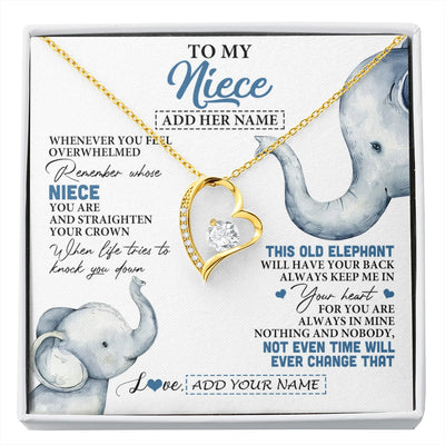 Forever Love Necklace 18K Yellow Gold Finish | 1 | Personalized To My Niece Gifts Necklace From Aunt Uncle Whenever Elephant Unique Birthday Gifts For Niece Graduation Christmas Custom Gift Box Message Card | siriusteestore.myshopify