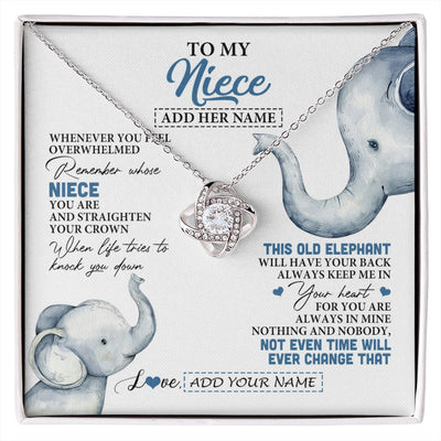 Love Knot Necklace 14K White Gold Finish | 1 | Personalized To My Niece Gifts Necklace From Aunt Uncle Whenever Elephant Unique Birthday Gifts For Niece Graduation Christmas Custom Gift Box Message Card | siriusteestore.myshopify