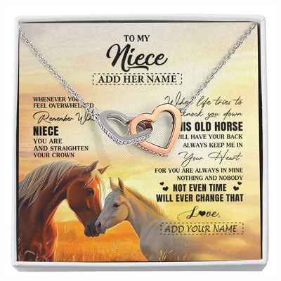 Interlocking Hearts Necklace Stainless Steel & Rose Gold Finish | 1 | Personalized To My Niece Gifts Necklace From Aunt Uncle Whenever Horse Unique Birthday Gifts For Niece Graduation Christmas Customized Gift Box Message Card | siriusteestore.myshopify