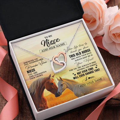 Interlocking Hearts Necklace Stainless Steel & Rose Gold Finish | 2 | Personalized To My Niece Gifts Necklace From Aunt Uncle Whenever Horse Unique Birthday Gifts For Niece Graduation Christmas Customized Gift Box Message Card | siriusteestore.myshopify
