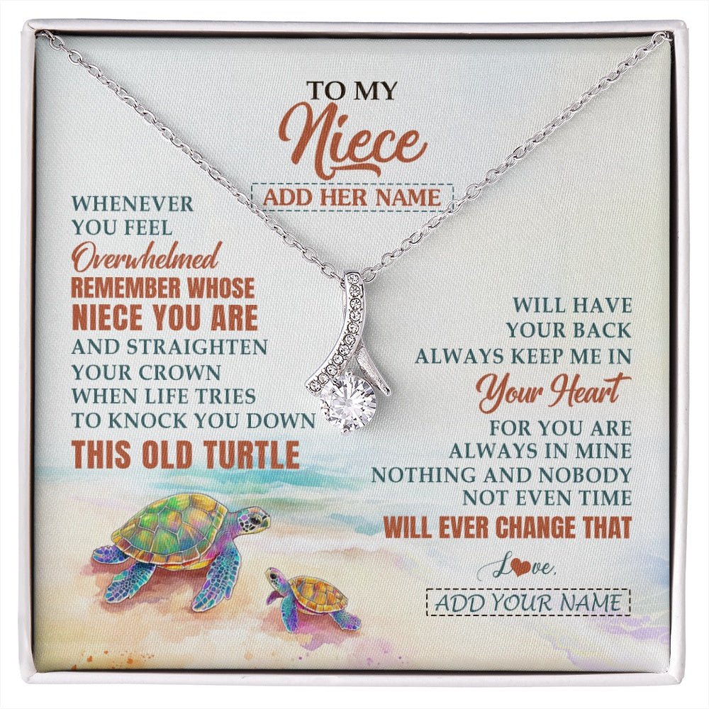 Alluring Beauty Necklace 14K White Gold Finish | 1 | Personalized To My Niece Gifts Necklace From Aunt Uncle Whenever Turtle Unique Birthday Gifts For Niece Graduation Christmas Customized Gift Box Message Card | https://siriusteestore.