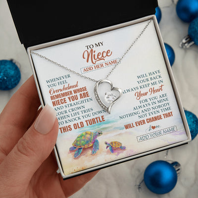 Forever Love Necklace 14K White Gold Finish | 2 | Personalized To My Niece Gifts Necklace From Aunt Uncle Whenever Turtle Unique Birthday Gifts For Niece Graduation Christmas Customized Gift Box Message Card | https://siriusteestore.