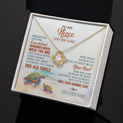 Love Knot Necklace 18K Yellow Gold Finish | 2 | Personalized To My Niece Gifts Necklace From Aunt Uncle Whenever Turtle Unique Birthday Gifts For Niece Graduation Christmas Customized Gift Box Message Card | https://siriusteestore.