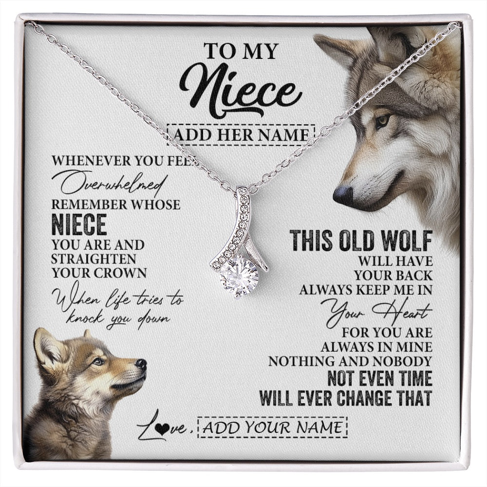 Alluring Beauty Necklace 14K White Gold Finish | 1 | Personalized To My Niece Gifts Necklace From Aunt Uncle Whenever Wolf Unique Birthday Gifts For Niece Graduation Christmas Custom Gift Box Message Card | https://siriusteestore.